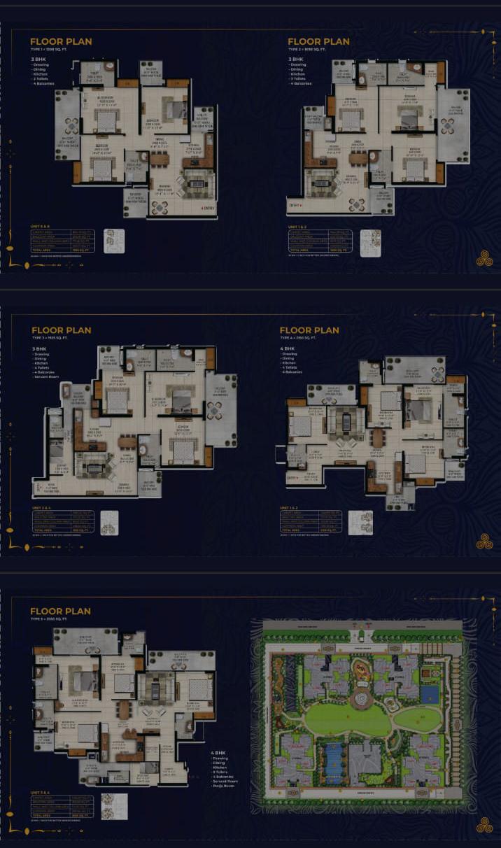 Irish Platinum floor plans — 3 & 4 BHK layouts and site plan